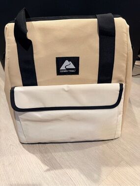 Ozark Trail Beige and Cream Canvas Cooler Tote Bag with Black Trim